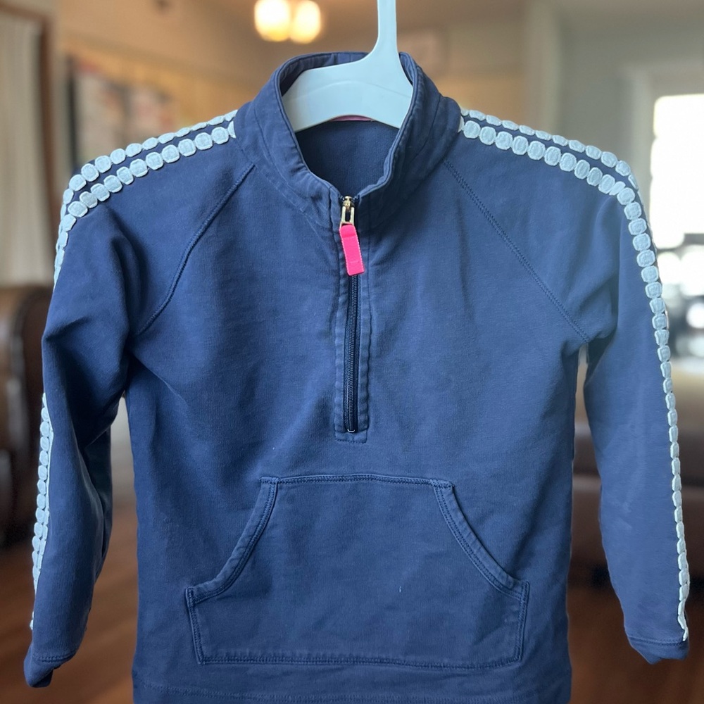 Lilly Pulitzer Kids Half-Zip Navy Sweatshirt with White Accents